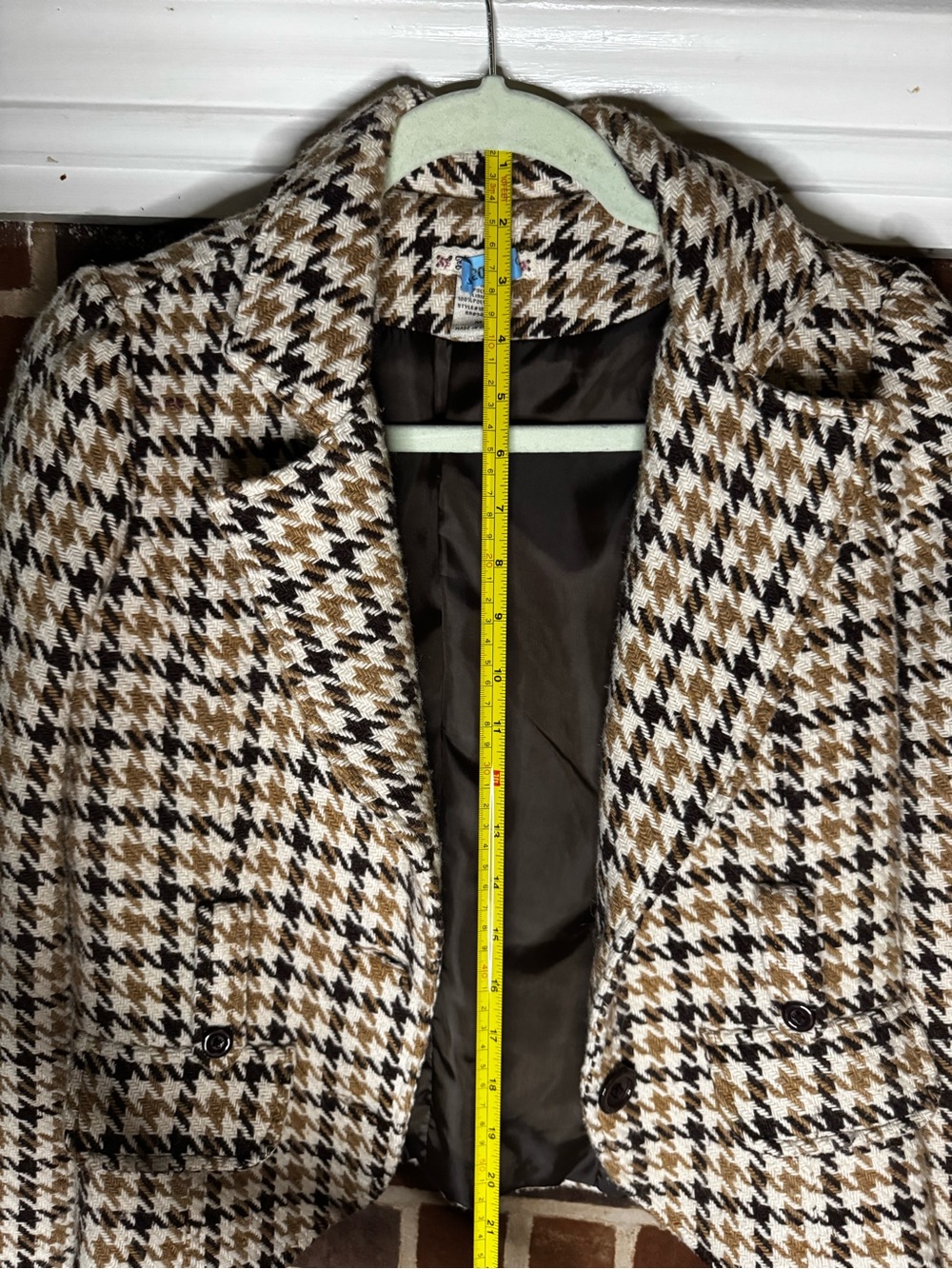 Vintage “Forever” Houndstooth Women's Blazer - Brown, Tan & Creme - Picture 3 of 7